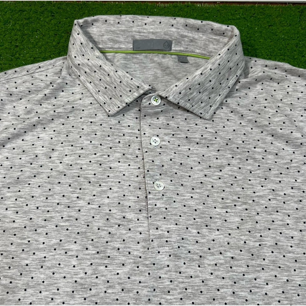 Tasc Golf Polo 2XL Performance Stretch Geometric Dots Grey Lightweight EUC